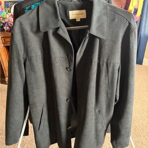 Pronto Uomo Black Suede-Look Men’s Button Front Jacket